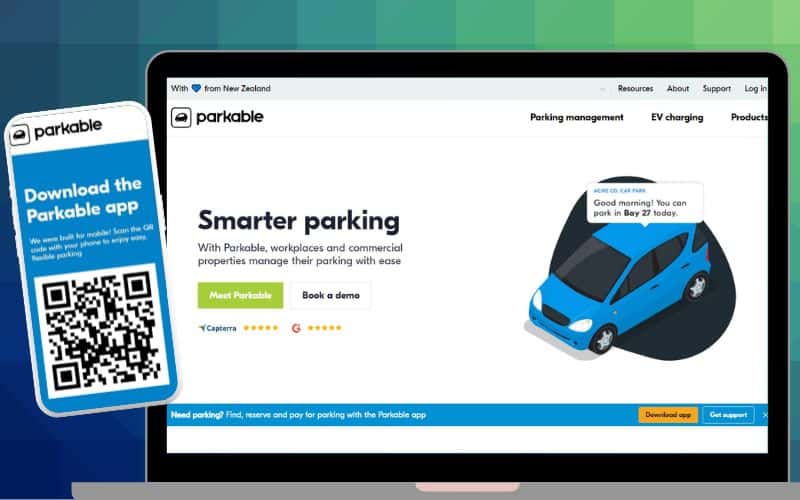 Parkable website in laptop and as mobile app