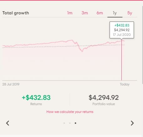 Sharesies total growth screen