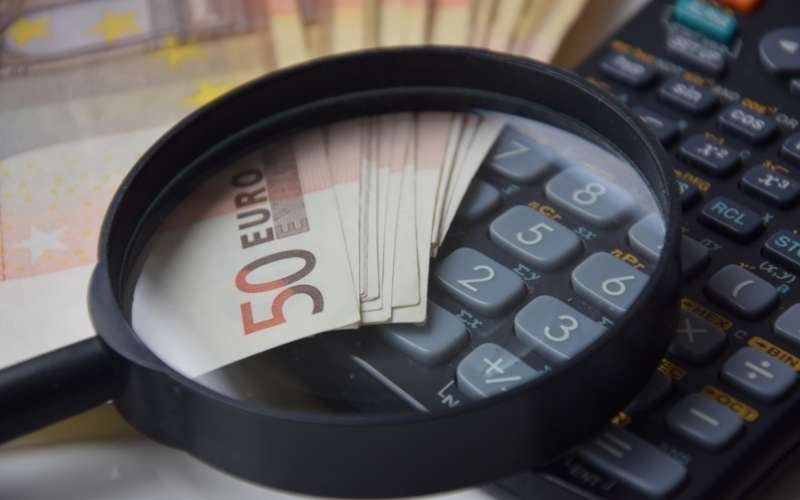 Euro and calculator, budget and finance calculation