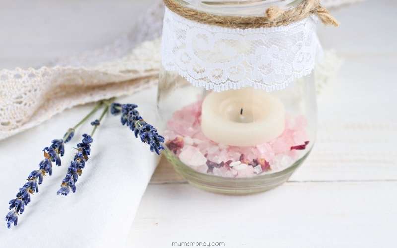 candle in an upcycled jar
