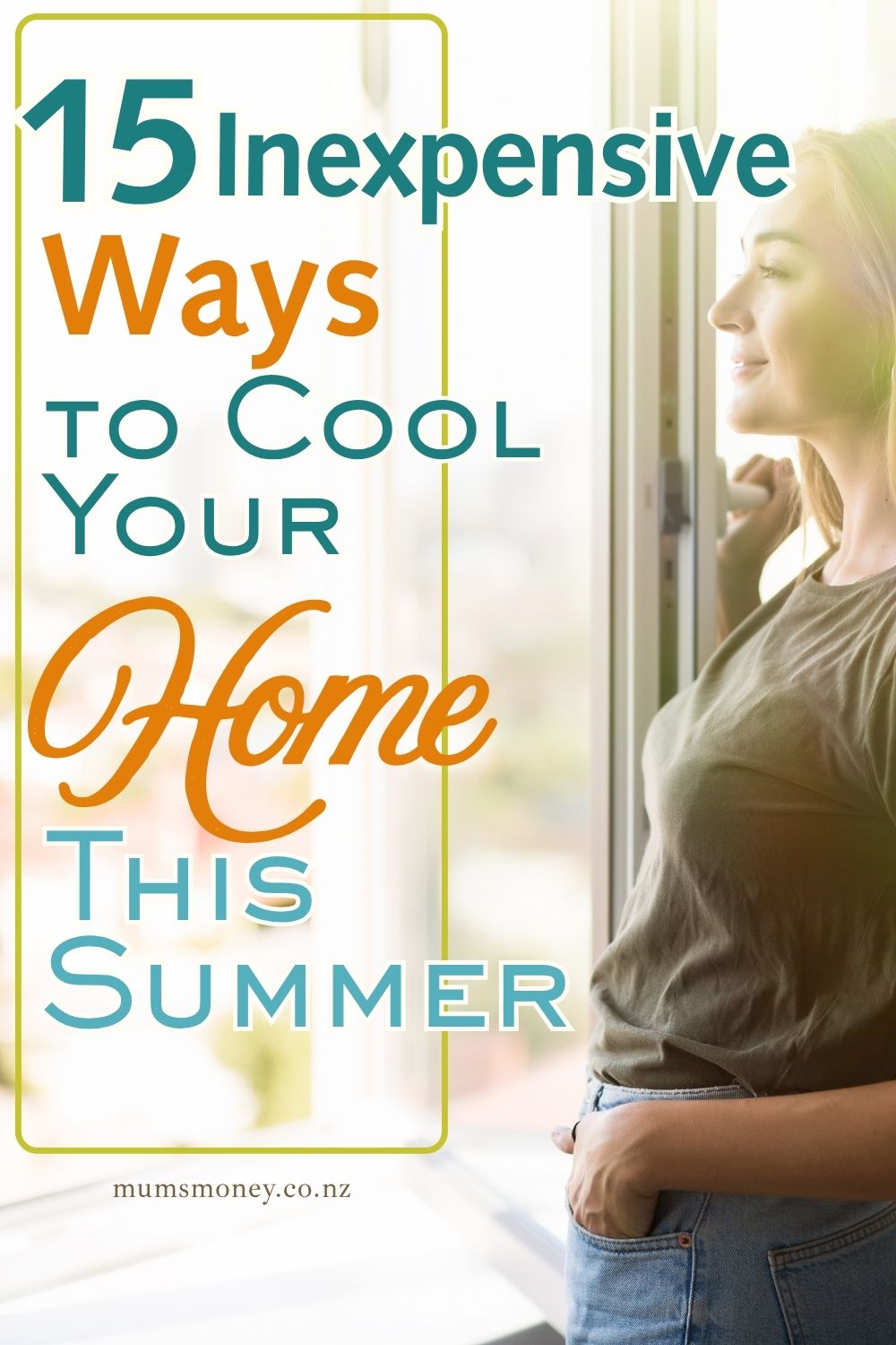 A woman beside a large window in a bright daylight