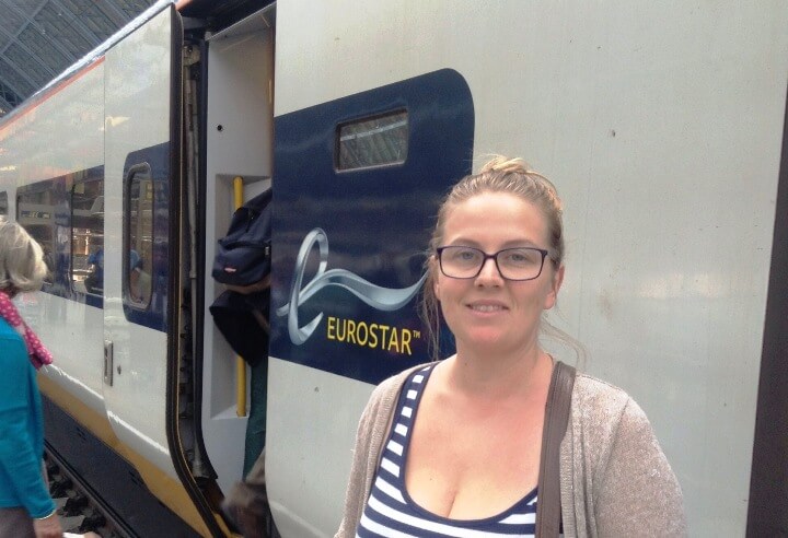 Taking the Eurostar train under the English Channel. Slow travel is cheaper and less stressful than flying.