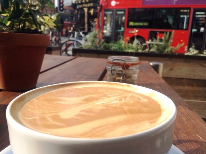 Coffee in London during a year of slow travel with a young family.