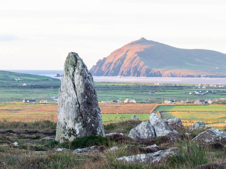 Standing stone in Dingle, Ireland during a year of family travel.